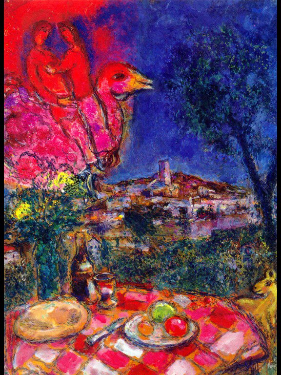 Chagall : laid-table-with-view-of-saint-paul-de-vance-1968