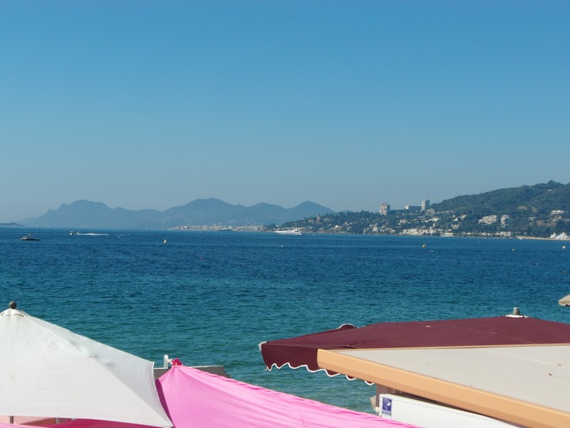 Antibes : View of Cannes from the beach in Juan Les Pins