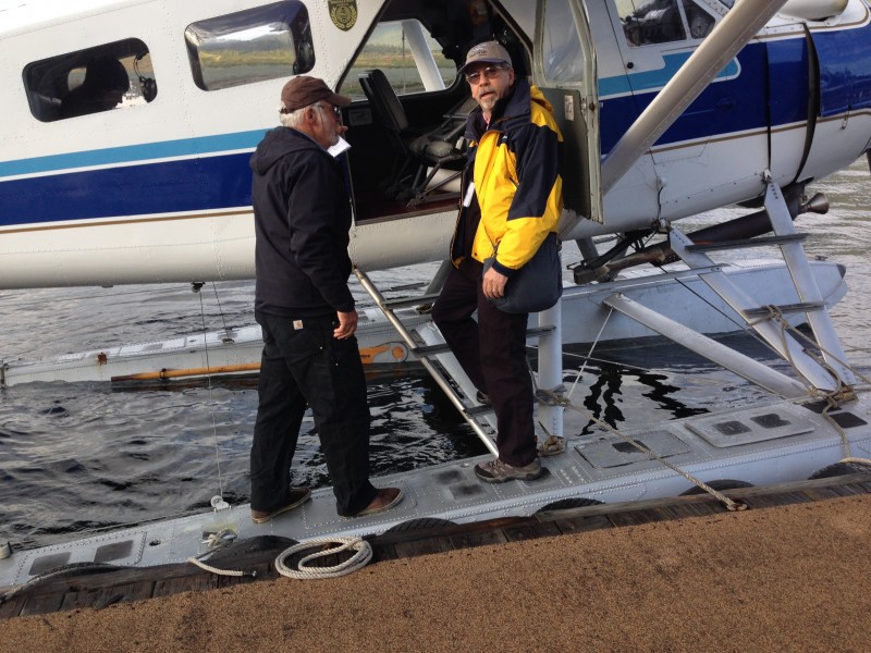 Denis boarding DeHavilland Beaver seaplane for flight to Margaret Creek from Ketchikan Alaska