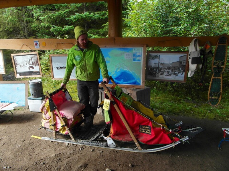 Musher John lecturing about Alaska sled dog racing! Skagway Alaska