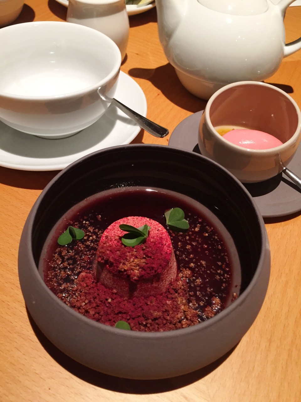 Field Restaurant in Prague : Dessert of Rhubarb, elderberry, salty caramel