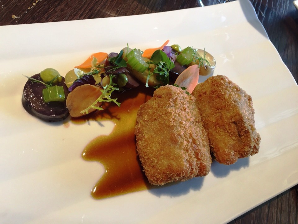 Mlynec Prague - Veal Fillet Mignon a la Schnitzel with Violet Potatoes, Grenaille, Celery, Chive Mayonnaise and Pickled Carrots