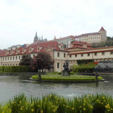 Prague Castle and Castle Hill viewed from the Gardens of the Senate