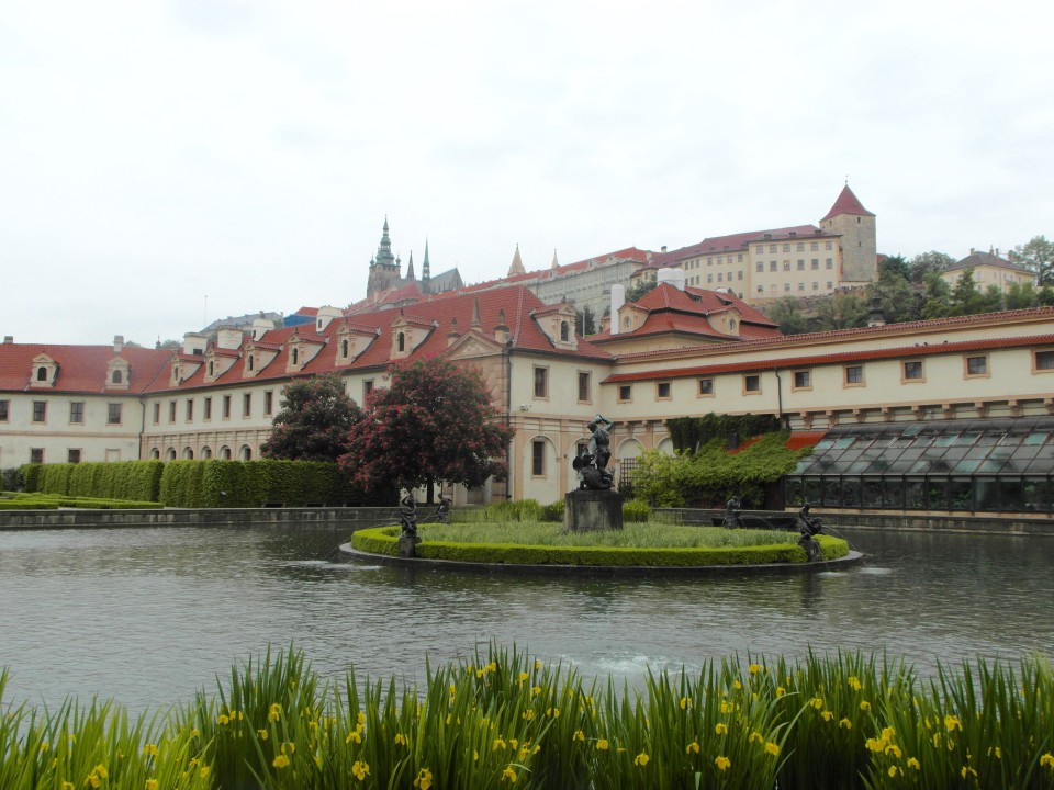 Prague Castle and Castle Hill viewed from the Gardens of the Senate in Lesser Town