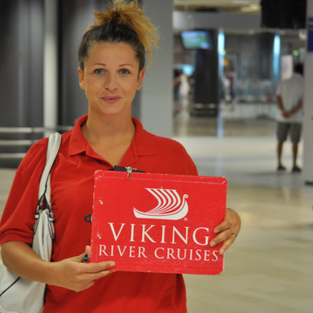 Viking River Cruises red shirt greeter (photo chriscruises.com)