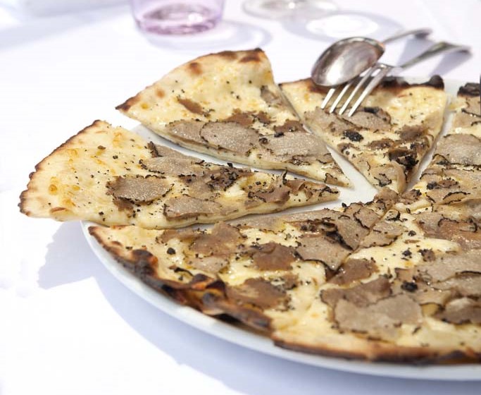 White Pizza with White Alba Truffles at African Queen restaurant