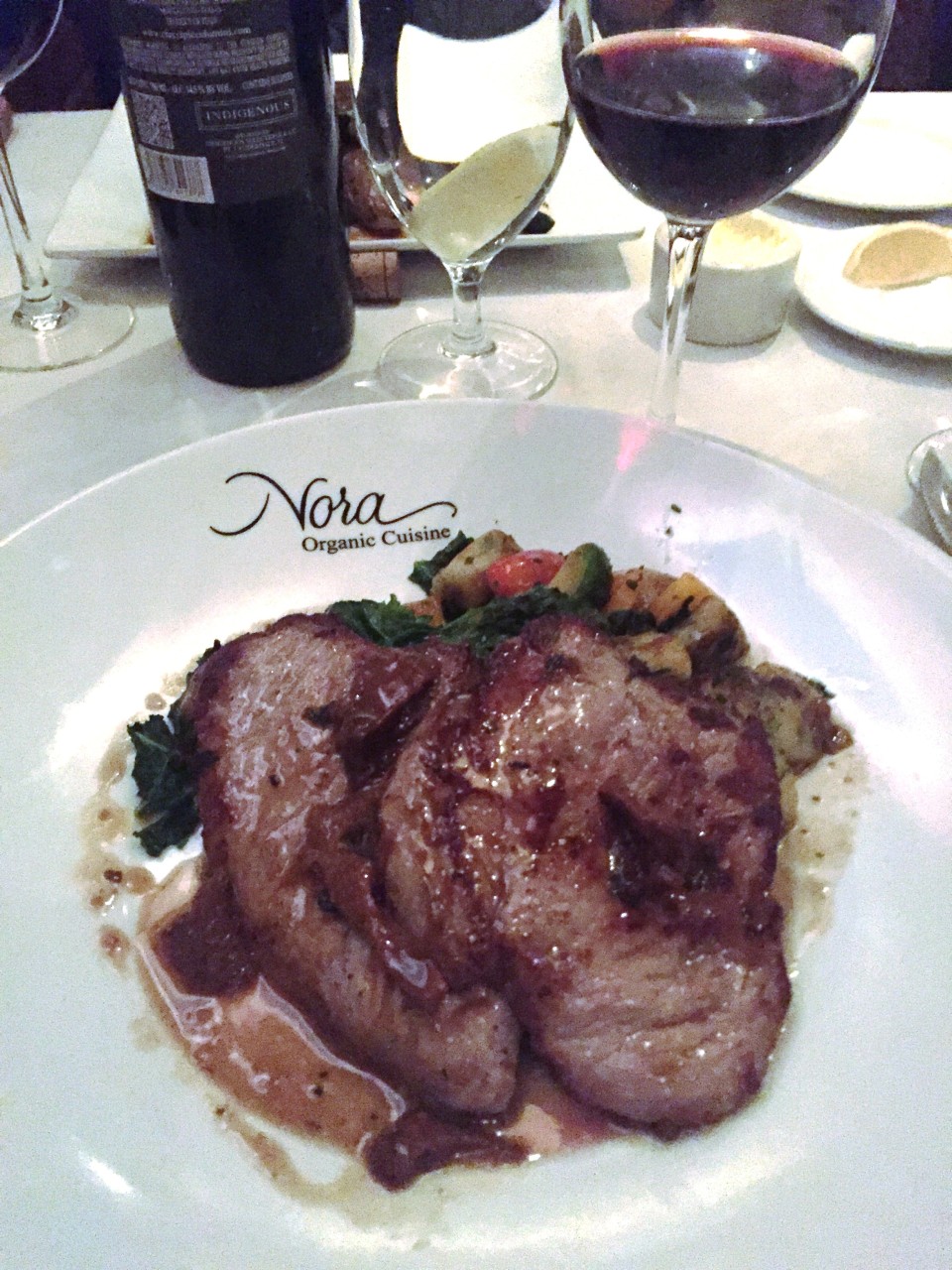 Sauteed Veal Escalopes with Housemade Gnocchi, Garlicky Kale, Brussel Sprouts, Peppers, Chanterelle Mushroom Sauce
