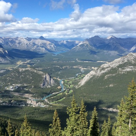 Rocky Mountaineer : view of Banff area from top of Sulphur Mountain