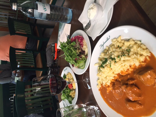 Veal Goulash with spaetzle at Figlmüller restaurant