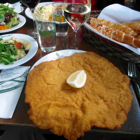 Wiener Schnitzel platter at Figlmüller restaurant