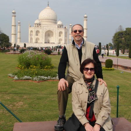 Travel Essentials for the frequent world traveler : Travel Vest, Hidden Cargo Pants and Waterproof Hiking Shoes at the Taj Mahal in Agra India