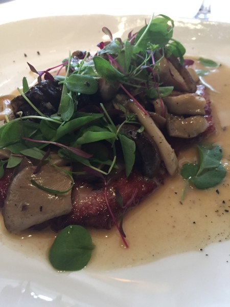 Jean-Georges' bountiful Veal Scallopine with Flying Pig Ham, Wild Mushrooms and Lavendar