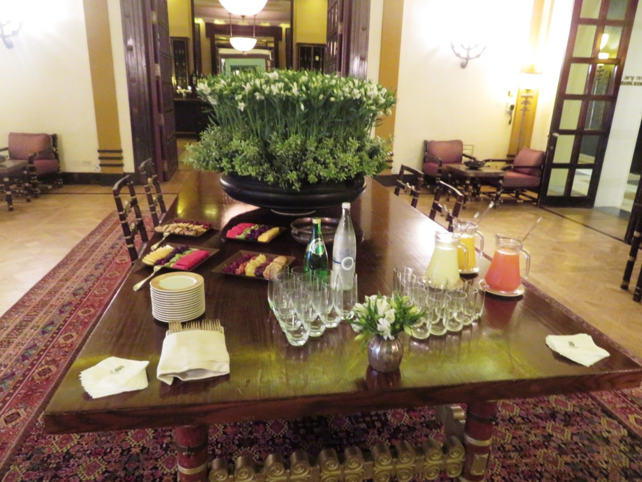 King David Hotel, Jerusalem Israel - Light refreshments in the Reading Room ... on the table used for signing the historic peace treaty between Israel and Jordan !