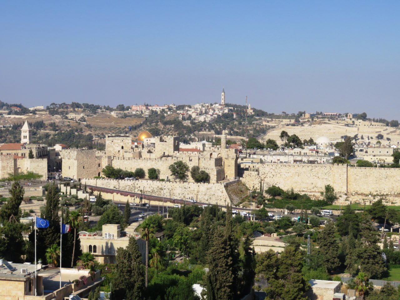 King David Hotel, Jerusalem Israel - View of old city of Jerusalem and Mount of Olives from King David Hotel
