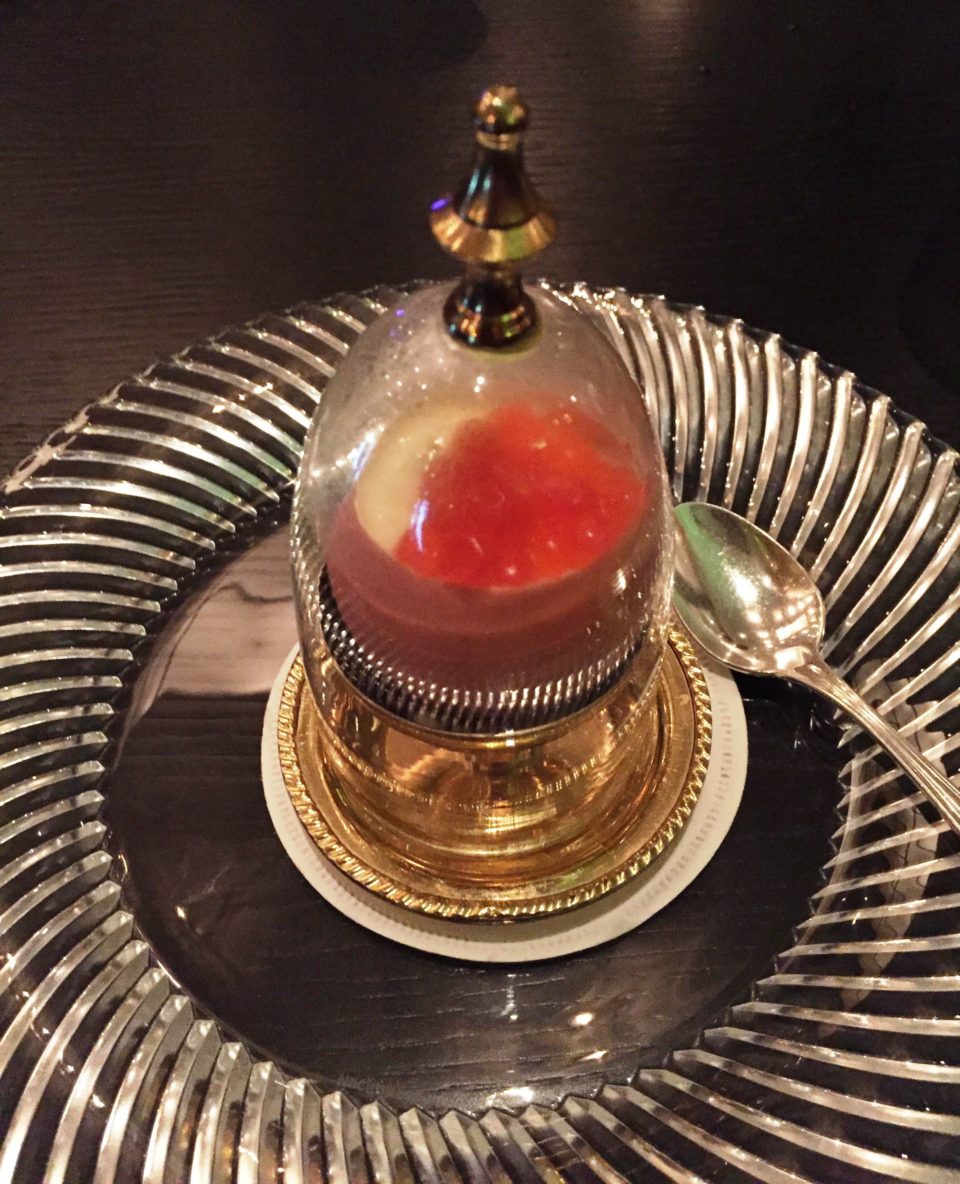 "Egg in Egg" dish at the Caviar Bar and Restaurant of Belmond Grand Hotel Europe in Saint Petersburg, Russia