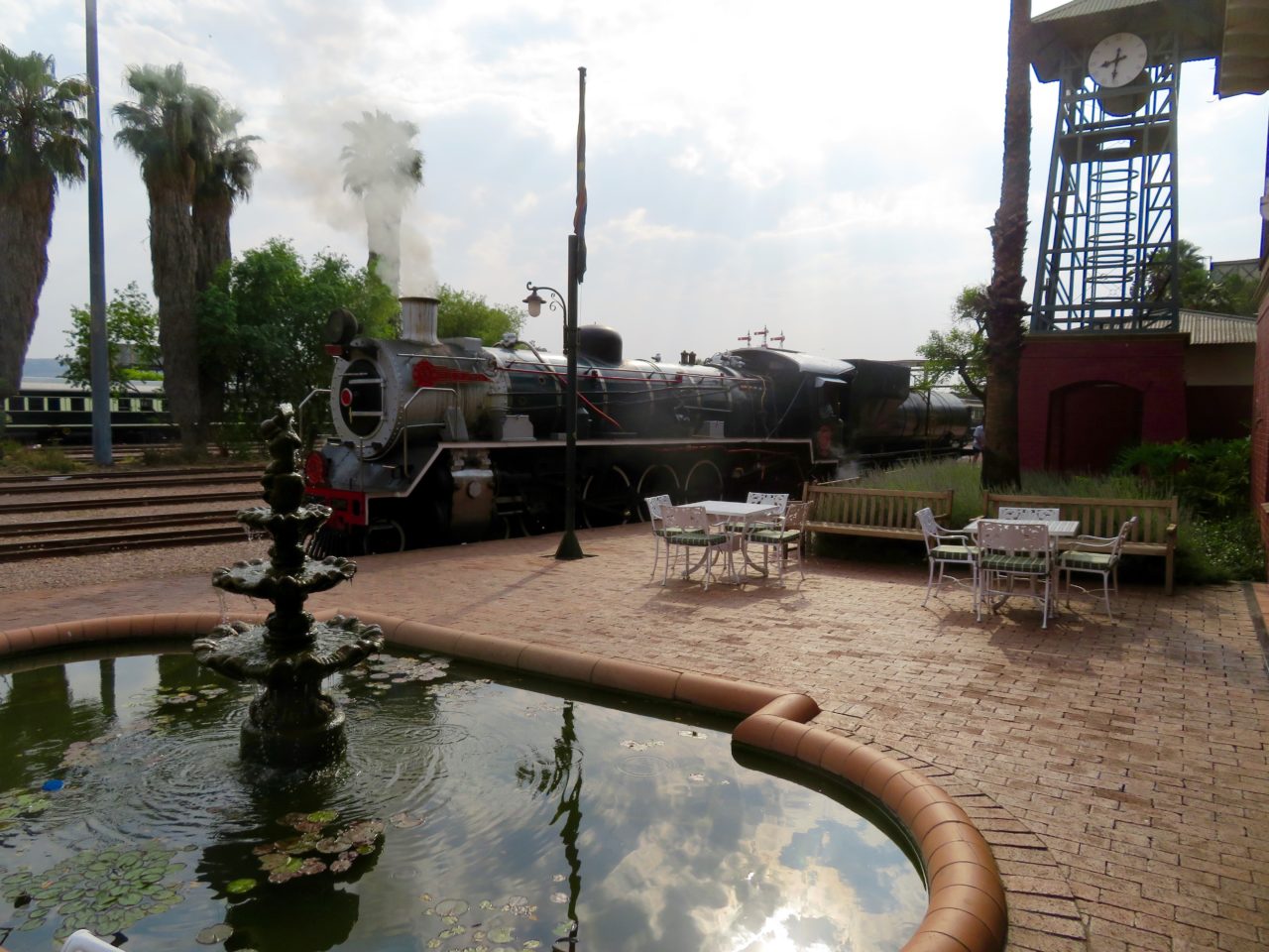 Rovos steam locomotive at the <strong>Rovos <em>Rail</em></strong> station in Pretoria, South Africa