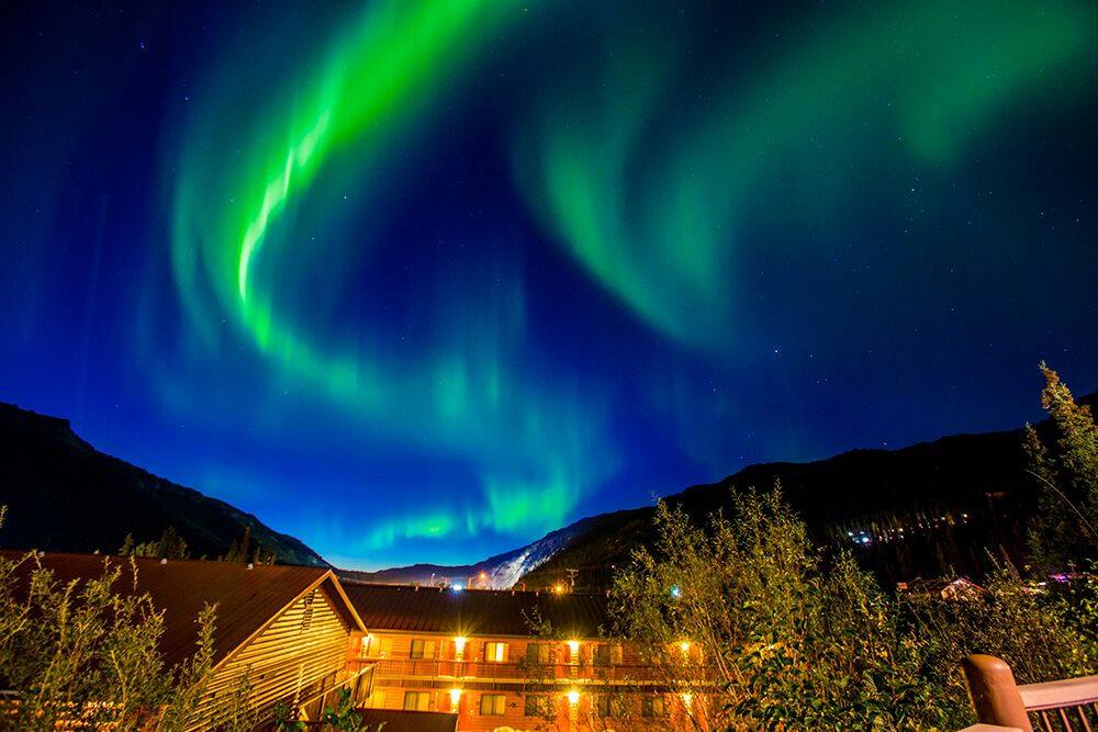 Northern Lights spectacle above Denali Princess Wilderness Lodge ~ Alaska Cruise Tour (photo Laura Grier)