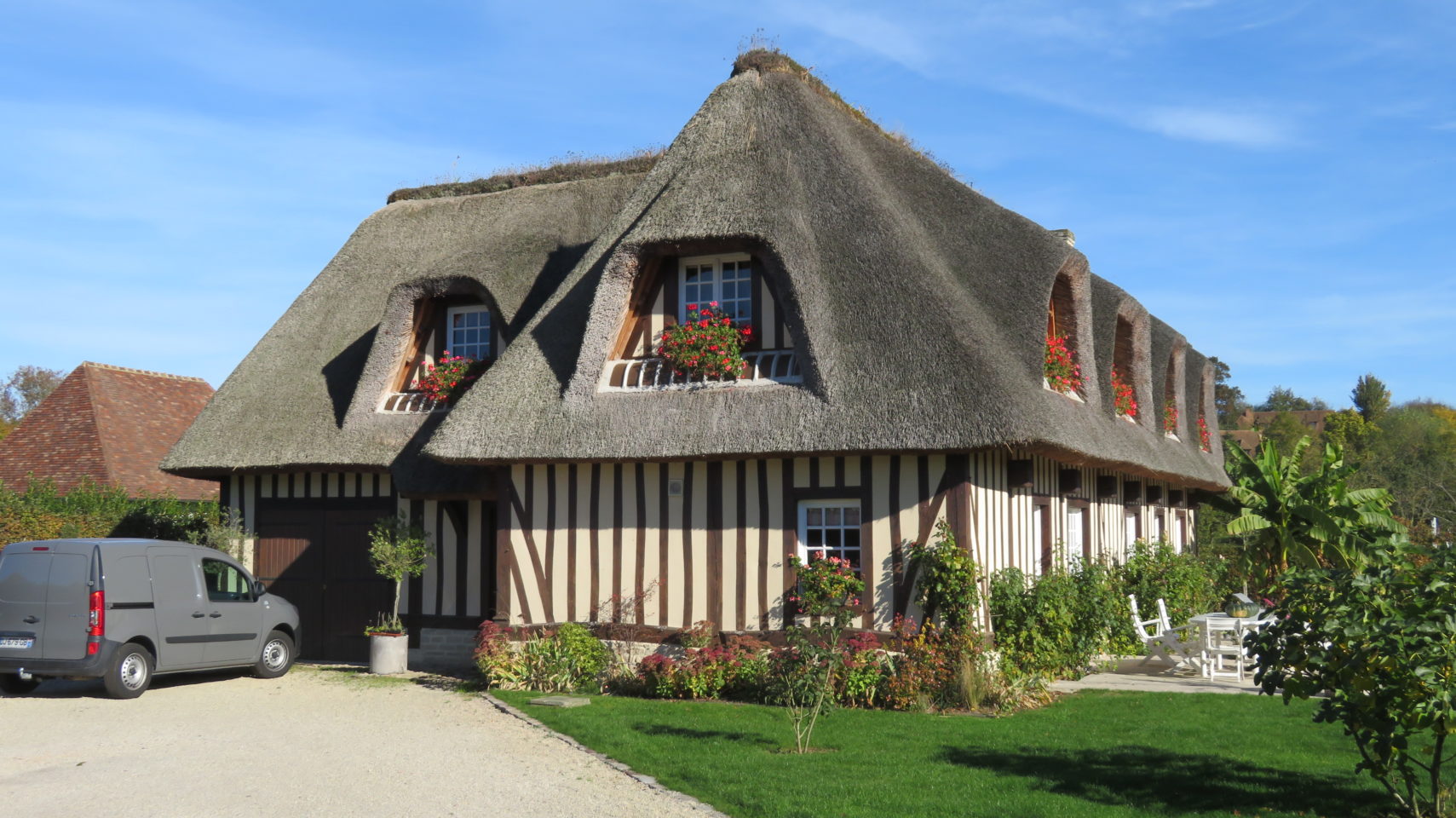 Thatched roof and half-timbered house of Normandie (Paris and Normandie AMAWaterways Cruise)