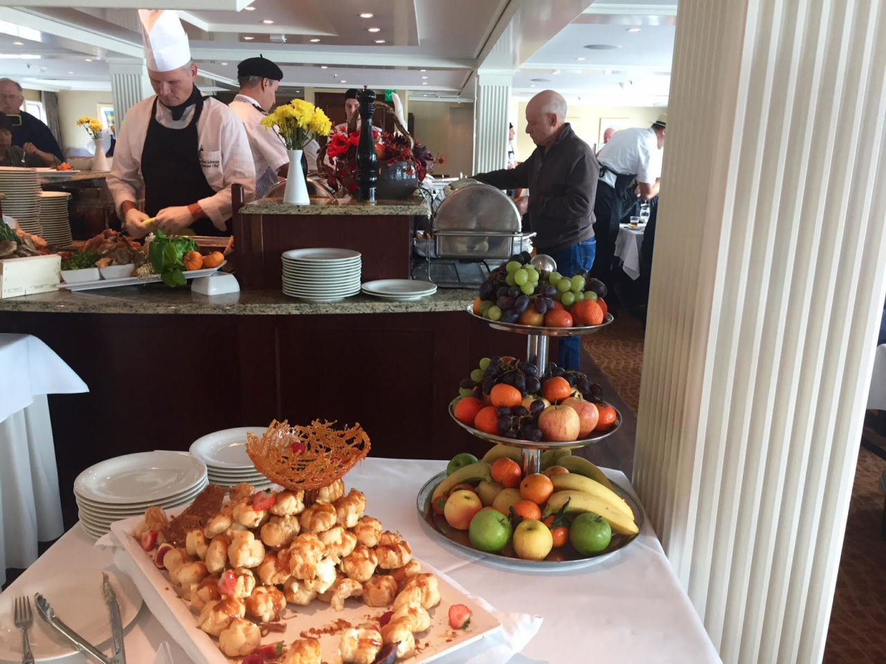 Croque-en-Bouche and Fruit platters ~ Paris and Normandie AmaWaterways Cruise