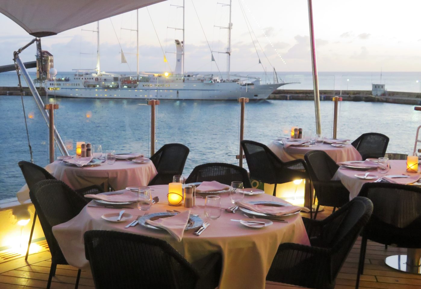Windstar Cruises Star Legend ~ our table with its glorious views and sea breezes awaits us in paradise 