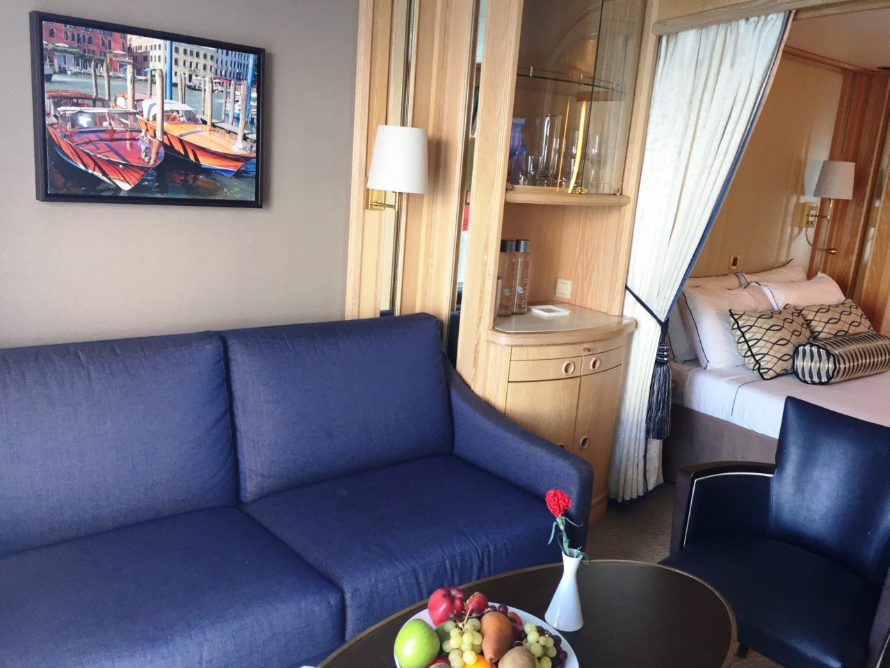 Windstar Cruises ~ our ideal cabin with a well-stocked bar