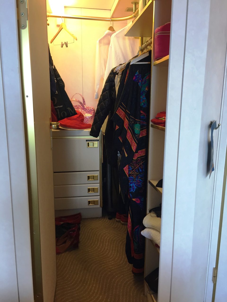Windstar Cruises ~ our large walk-in closet with automatic illumination