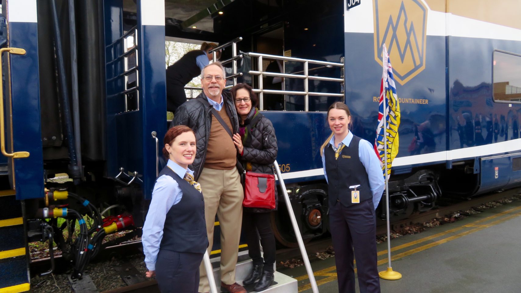 Lynn and Denis boarding RockyMountaineer train in Vancouver, Canada for the Trip of a Lifetime ...