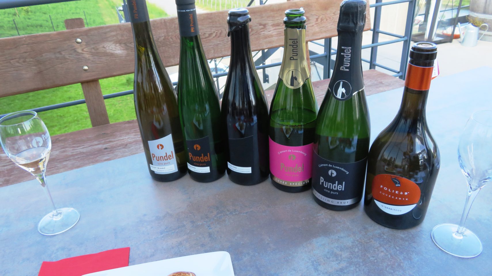 Selection of Pundel wines at Pundel vineyard in Wormeldange, em><strong>Luxembourg</strong></em>