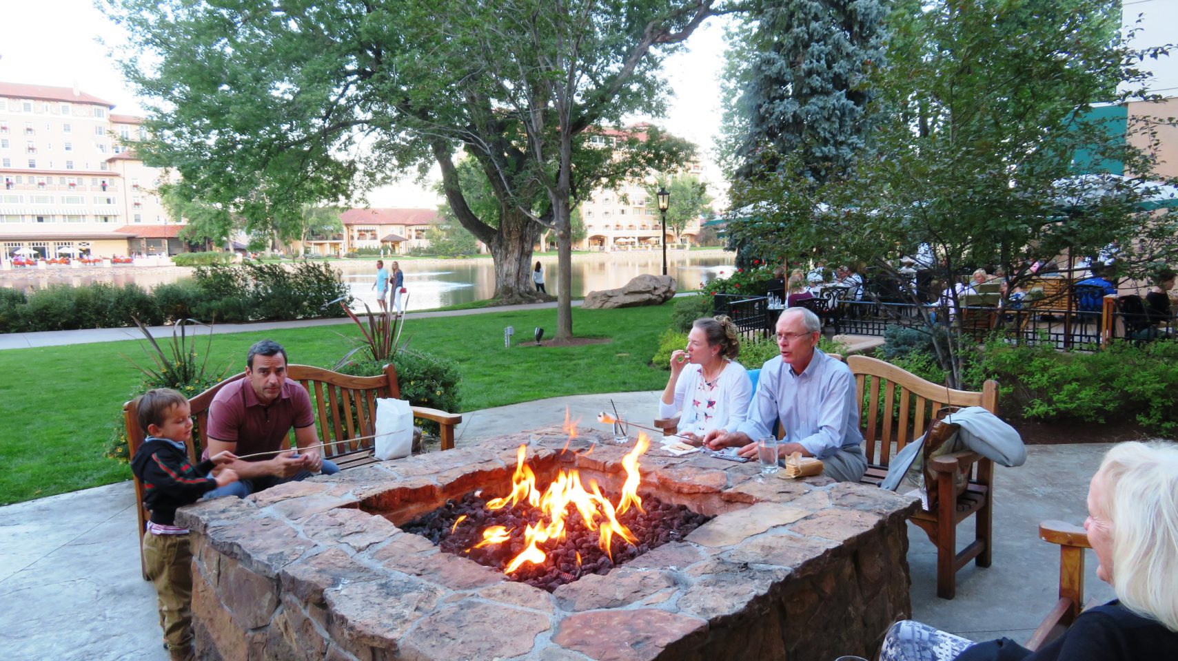 Old and young alike enjoy roasting marshmallows at The Broadmoor