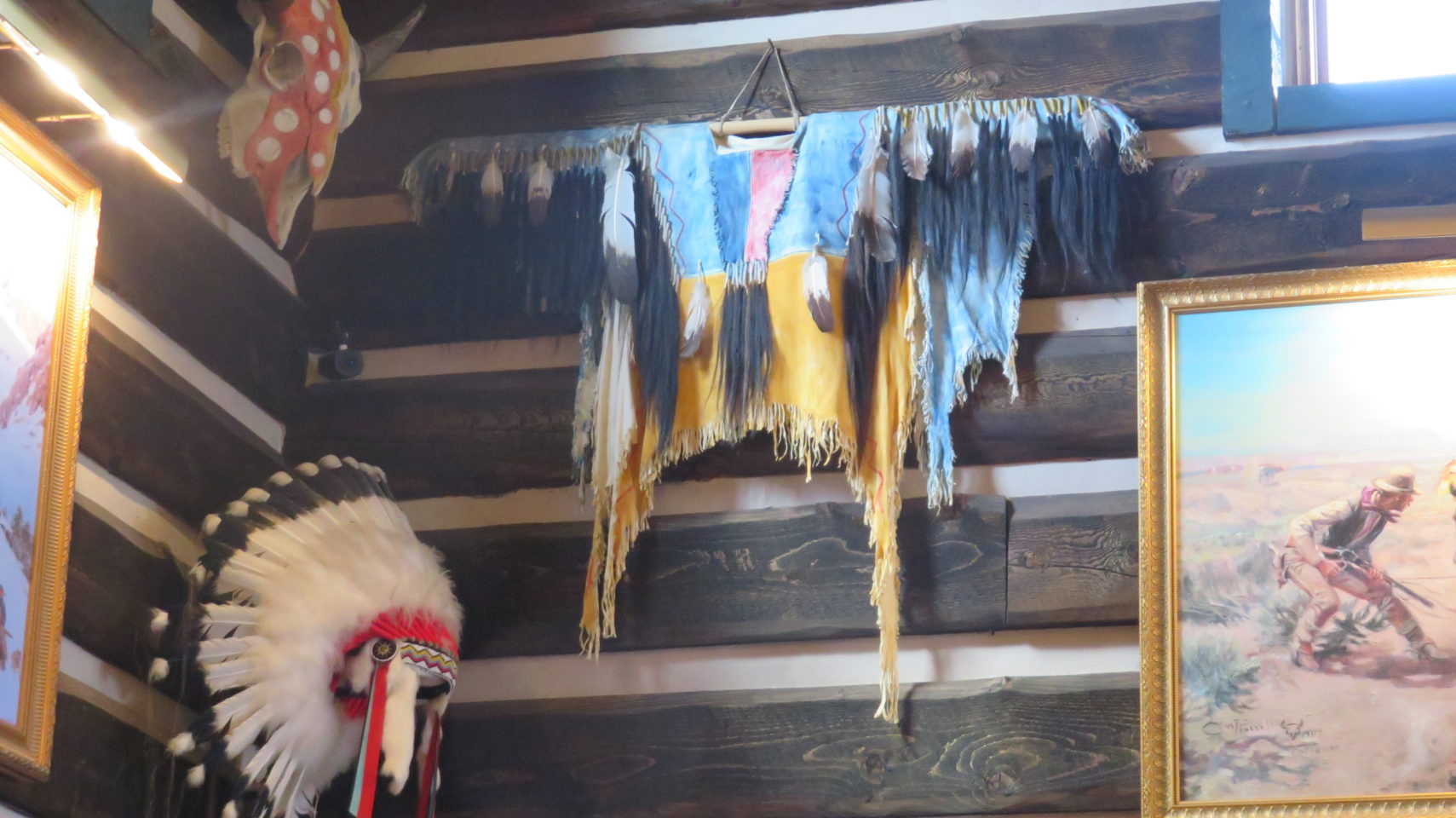 Broadmoor art treasures, including Native American Garb worn by Kostner in his blockbuster film, Dances with Wolves. A gift from Kevin Kostner.