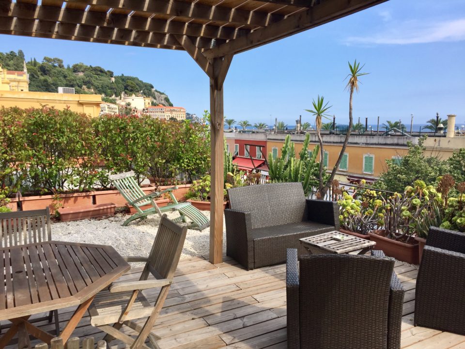 Rooftop terrasse of our vacation rental apartment in Nice ~ Our Love Affair with the city of Nice & the Côte D'Azur